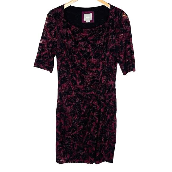 ANTHROPOLOGIE MAEVE
Women's Elorn Burgundy Black Lace Ruched Dress 10 - Picture 2 of 6